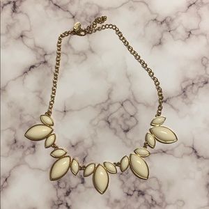 White & Gold Statement Necklace & Earrings